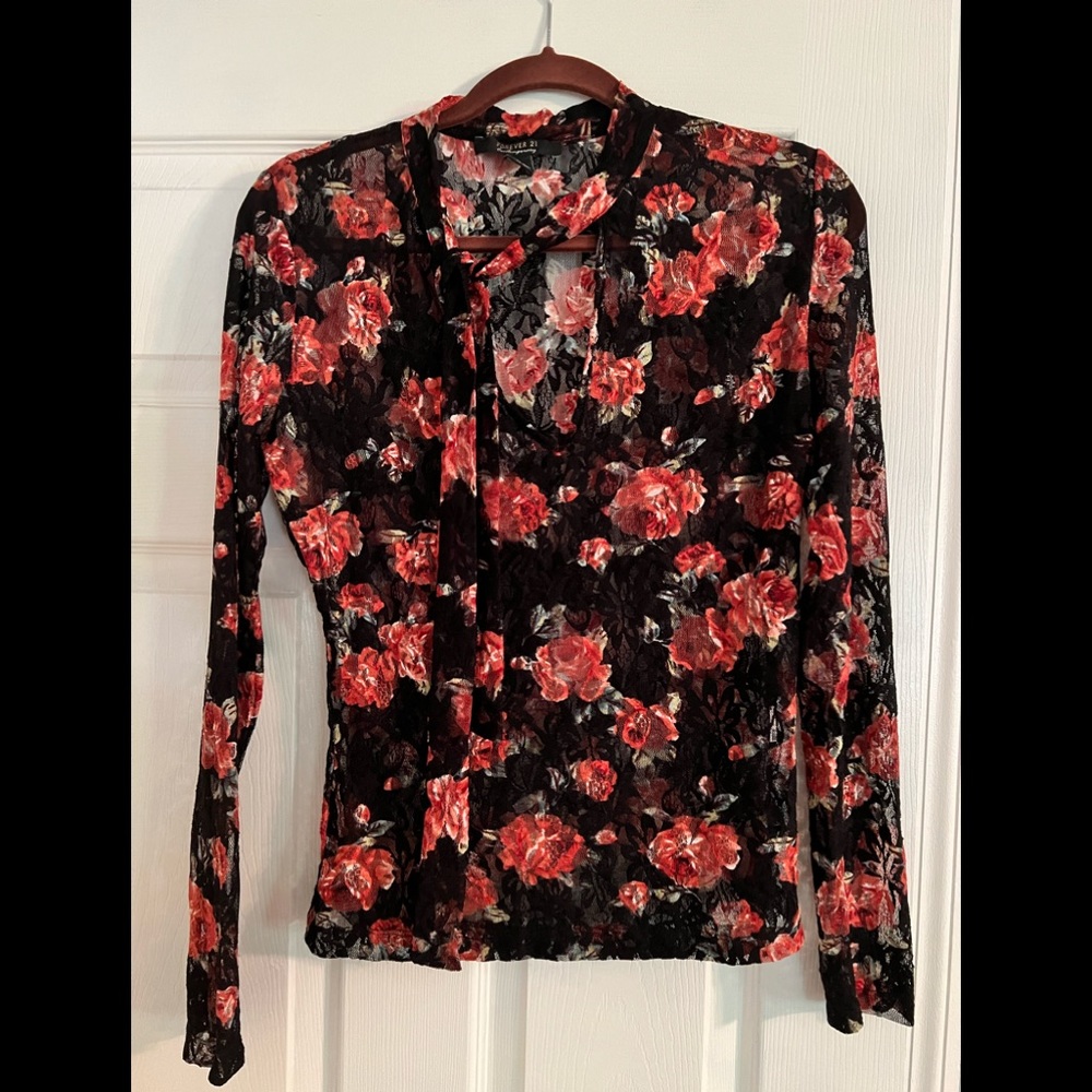 Lace floral shirt